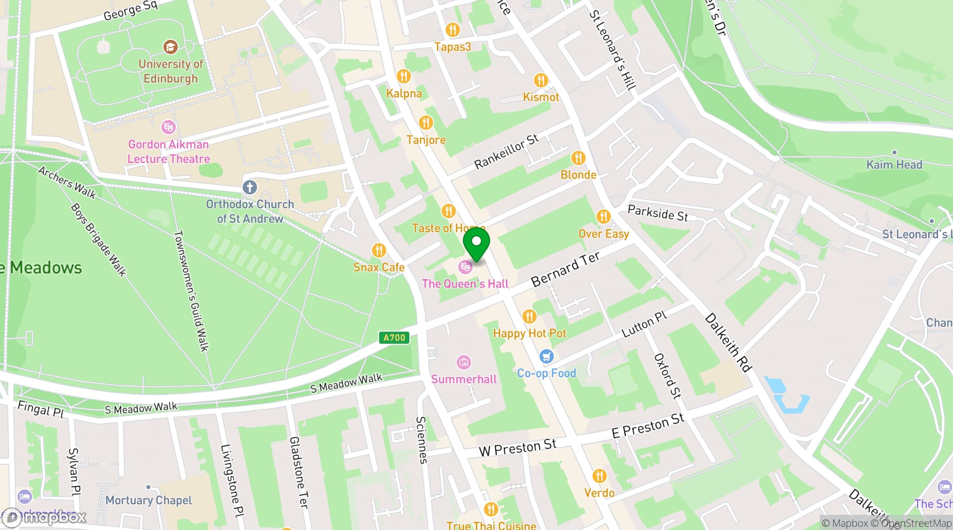 Map showing The Queen's Hall