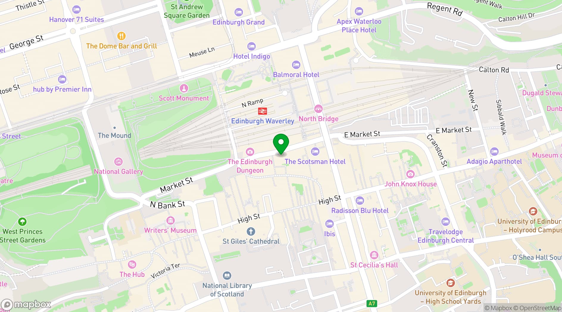 Map showing Market Street Hotel