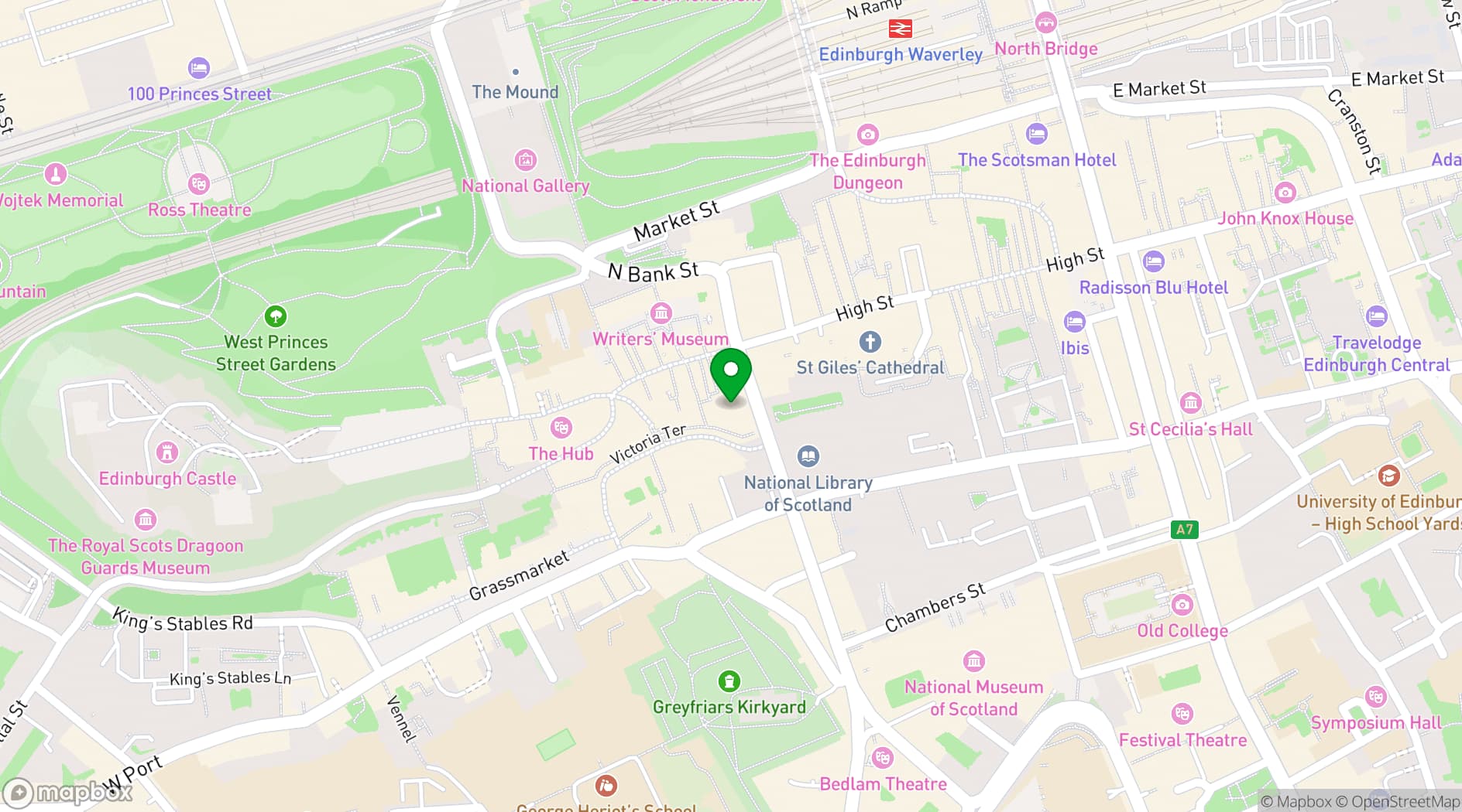 Map showing Radisson Collection Hotel, Royal Mile Edinburgh