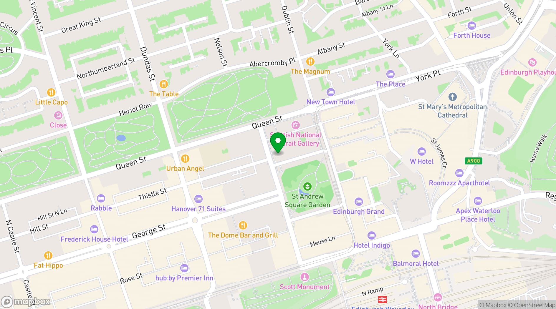 Map showing Malmaison Edinburgh City