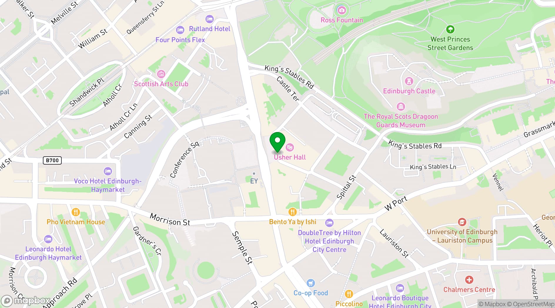 Map showing Usher Hall