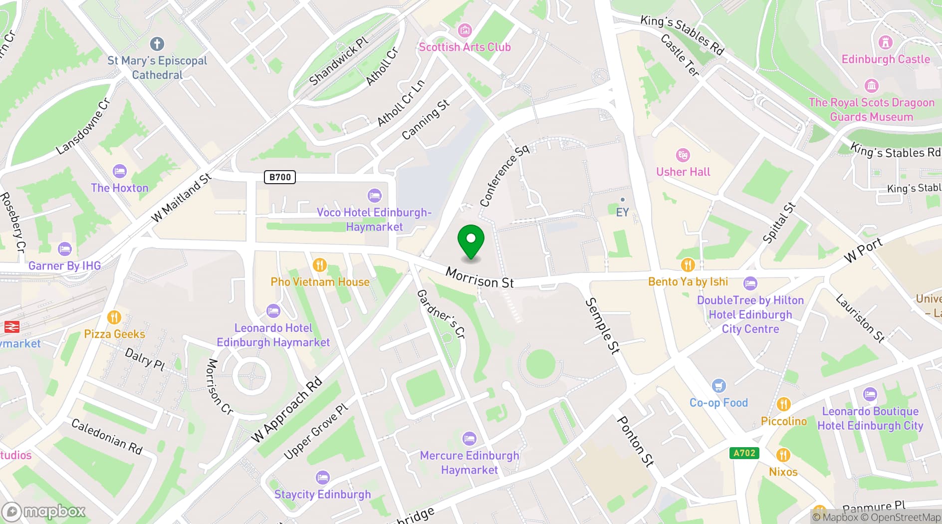 Map showing Edinburgh International Conference Centre (EICC)
