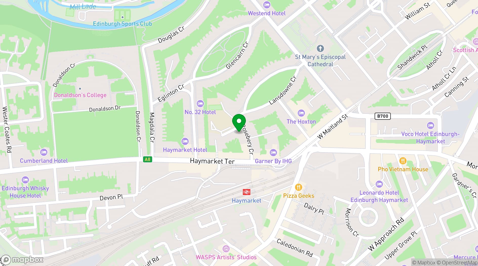Map showing Grosvenor Gardens Hotel
