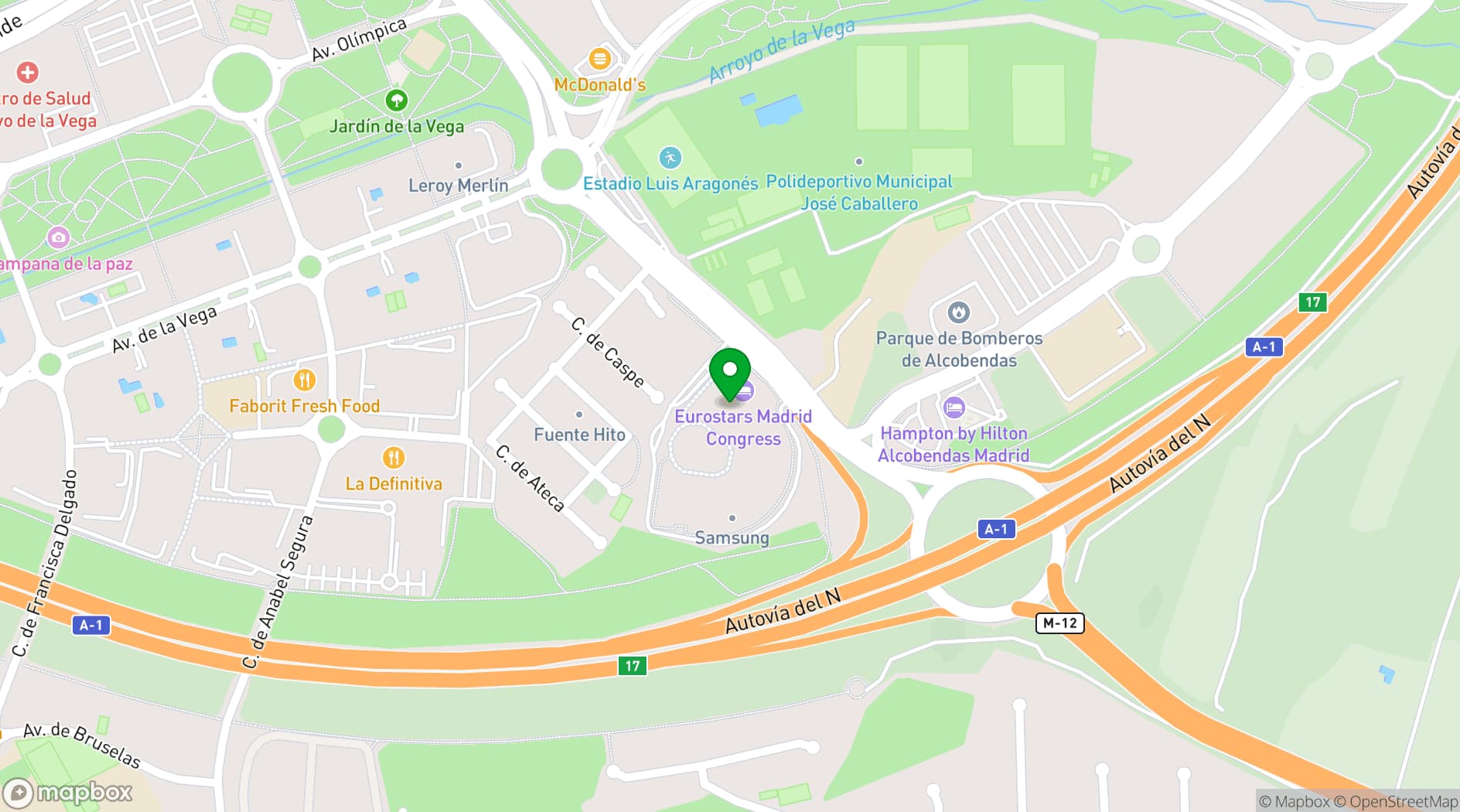 Map showing Eurostars Madrid Congress