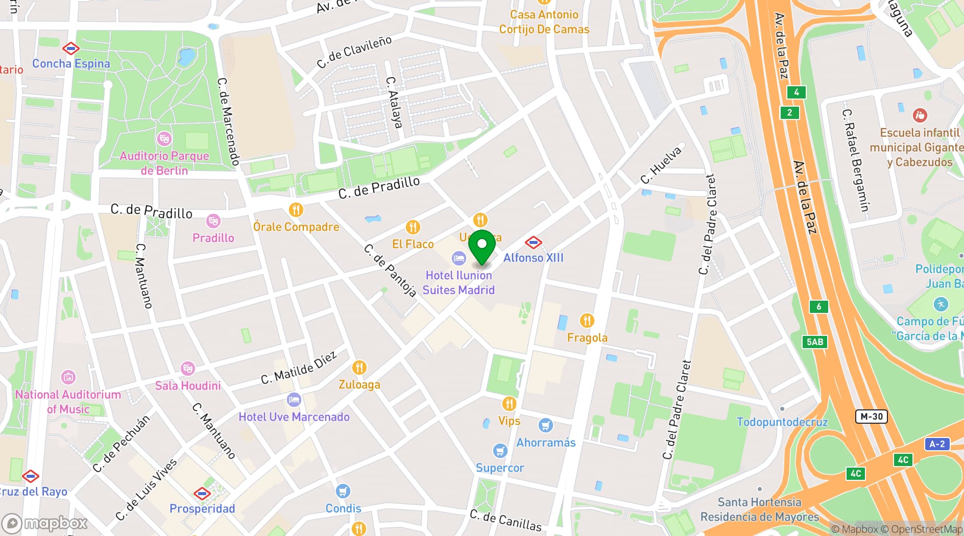 Map showing ILUNION Suites Madrid