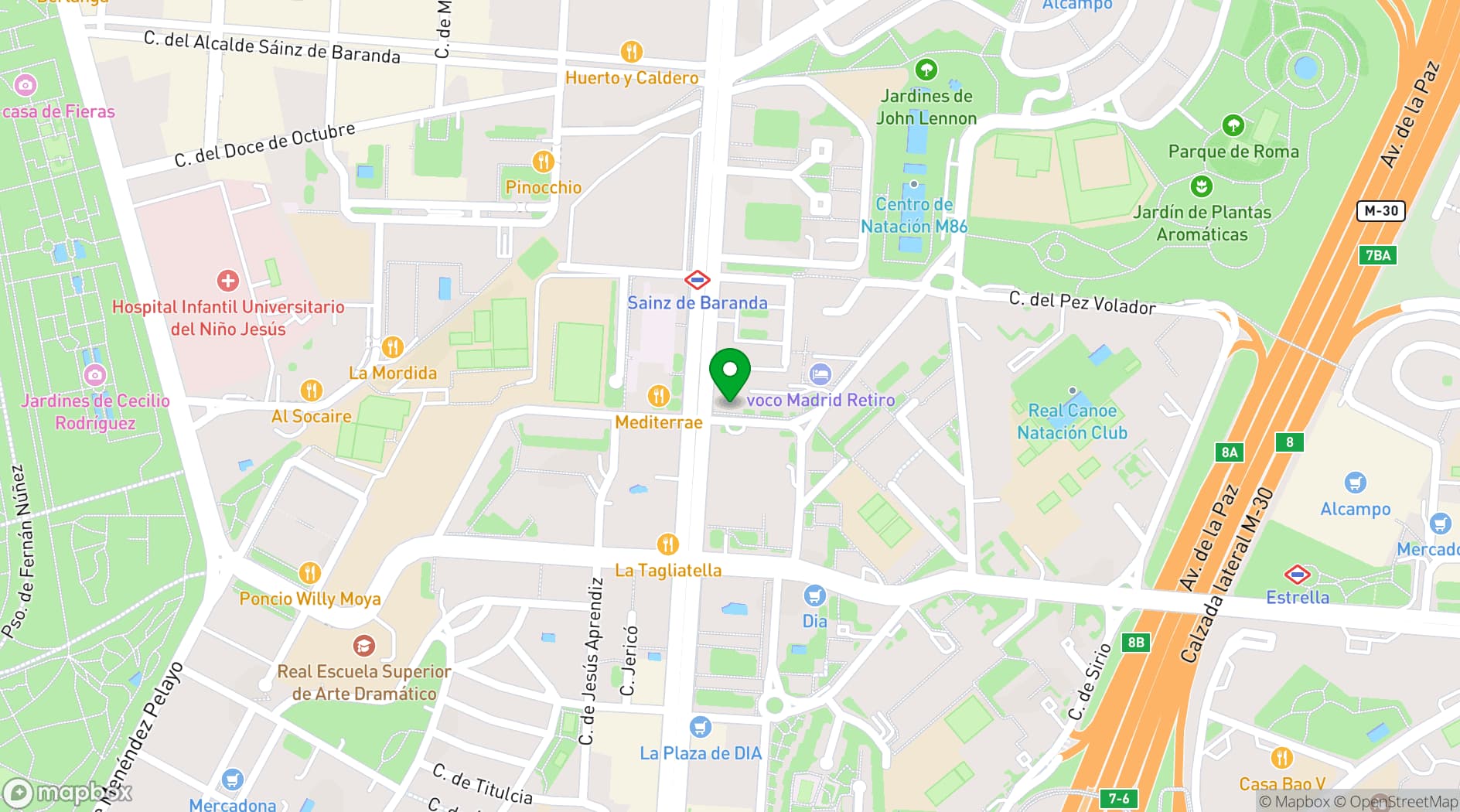 Map showing voco Madrid - Retiro