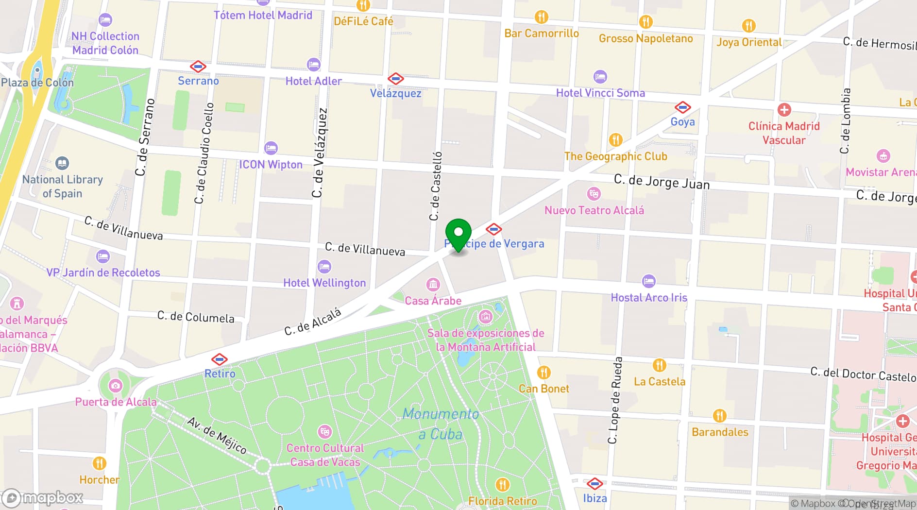 Map showing H10 Puerta de Alcalá