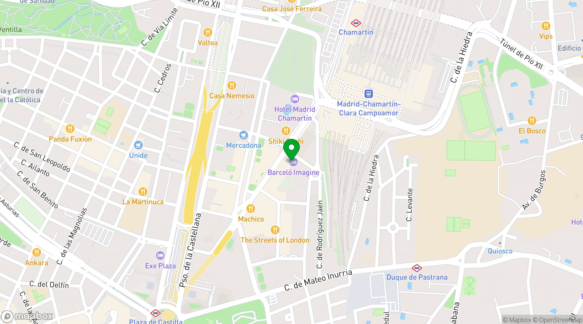 Map showing Barcelo Imagine Hotel (Madrid)