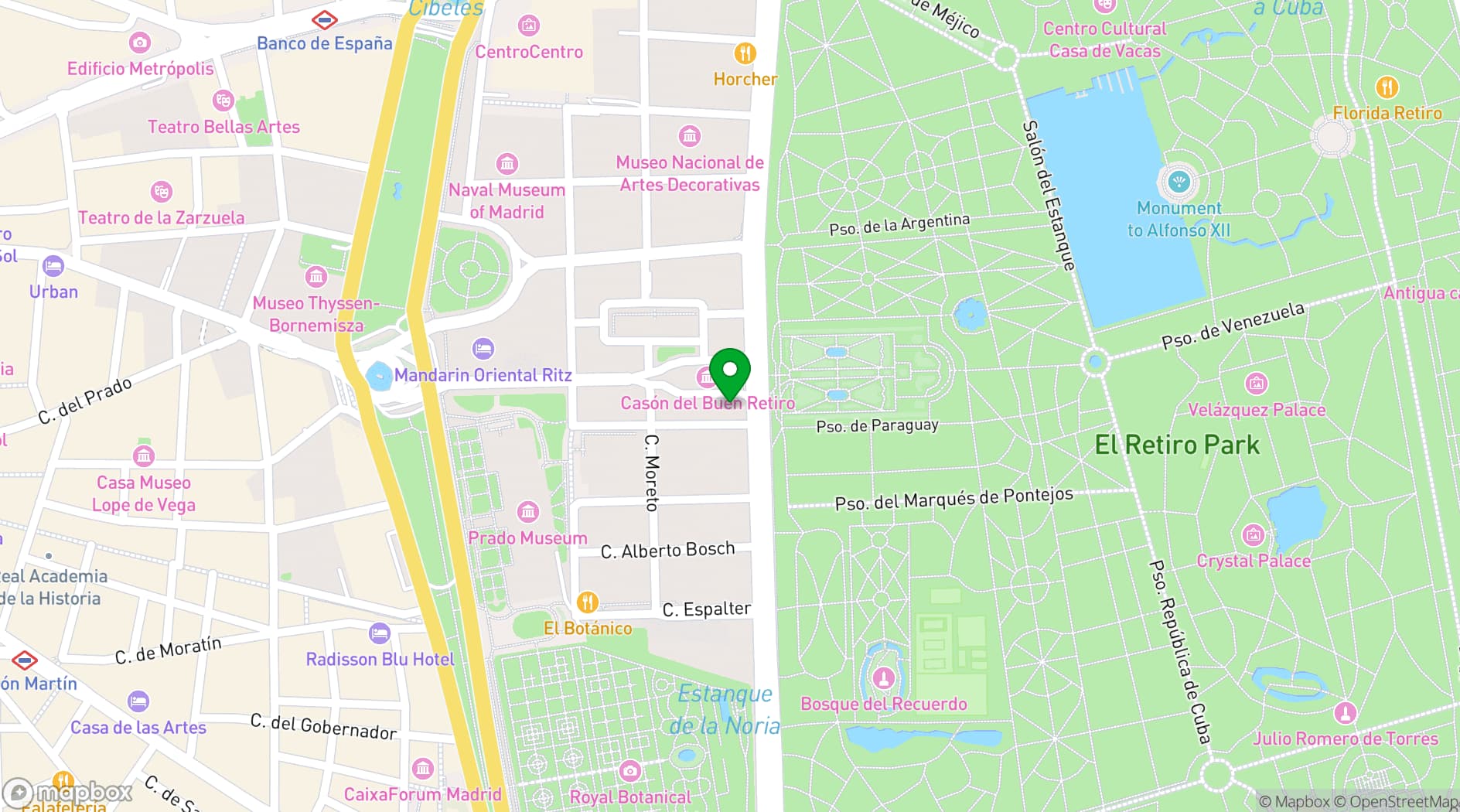 Map showing Comet Retiro