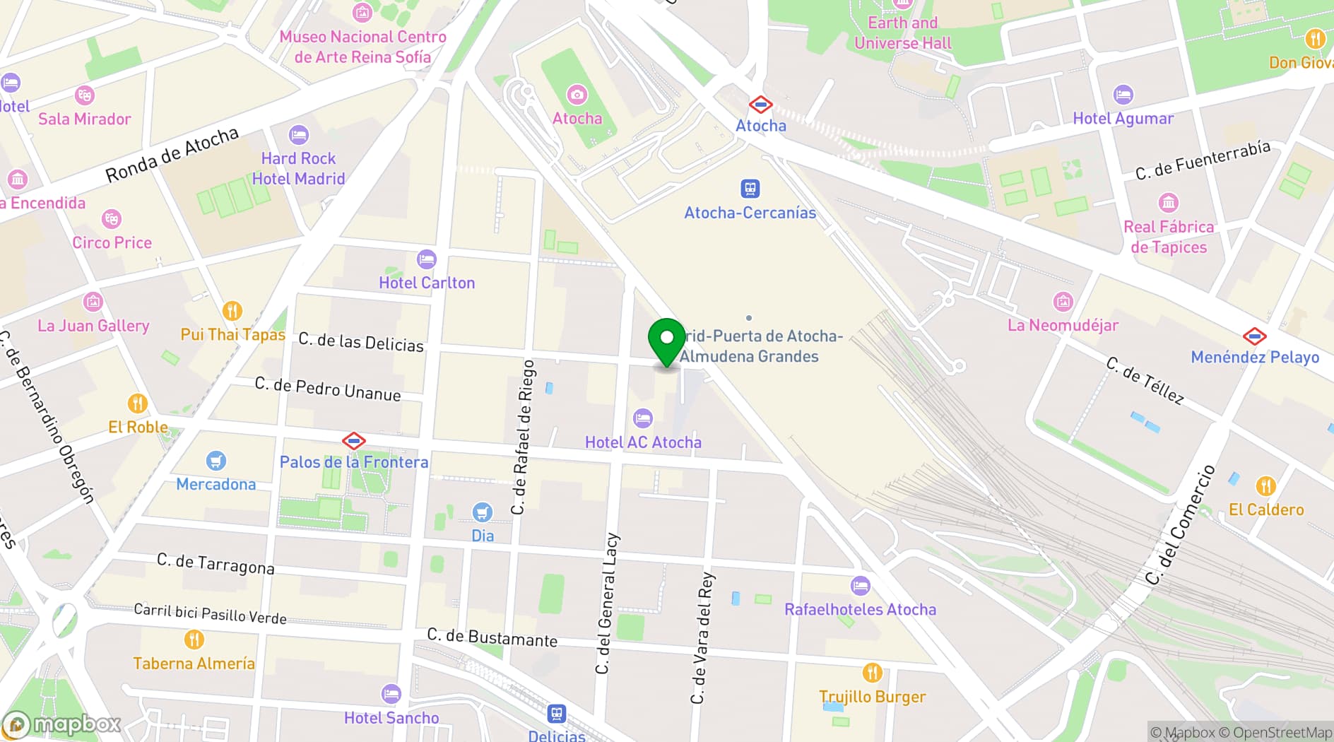 Map showing AC Hotel Atocha
