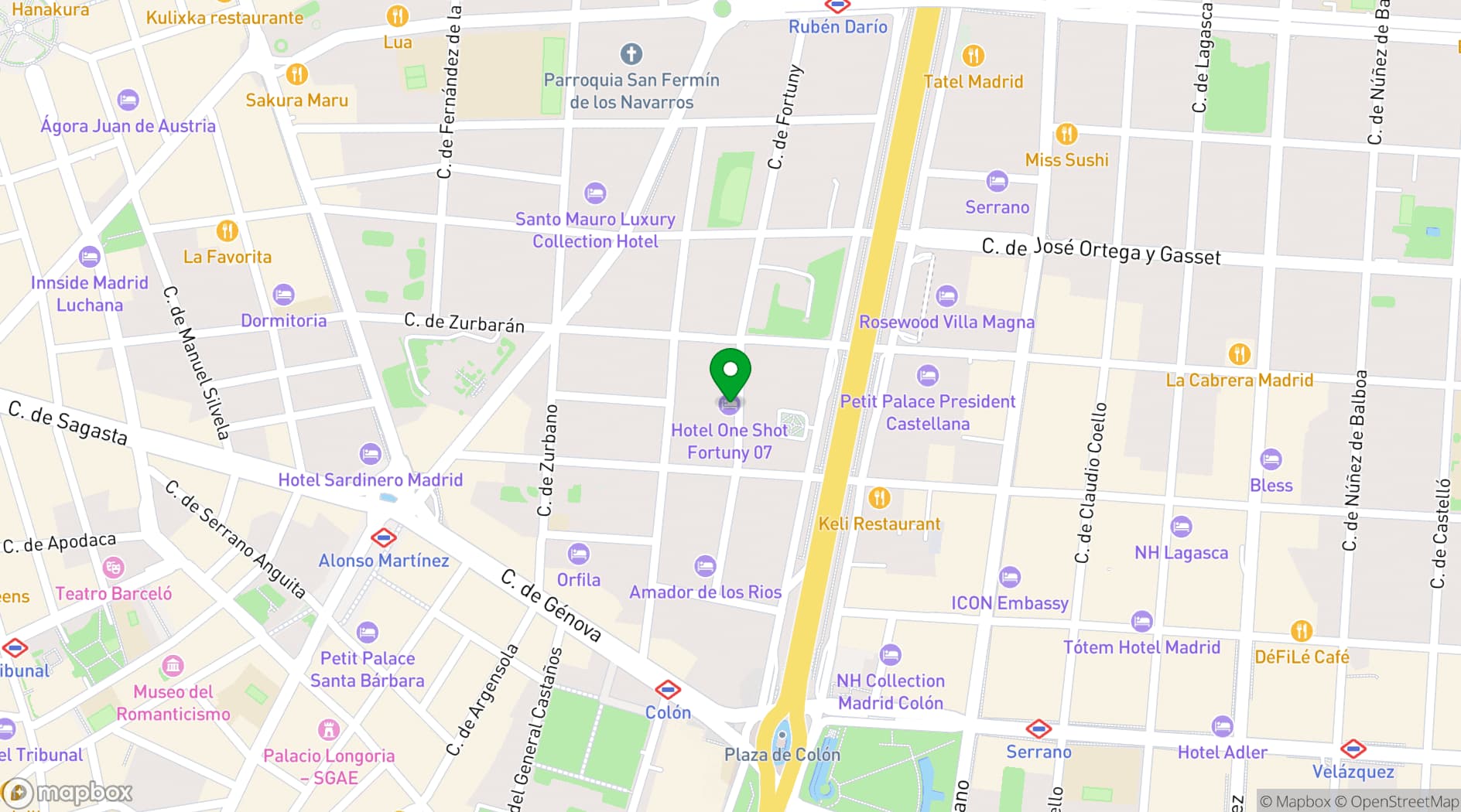 Map showing Hotel One Shot Fortuny