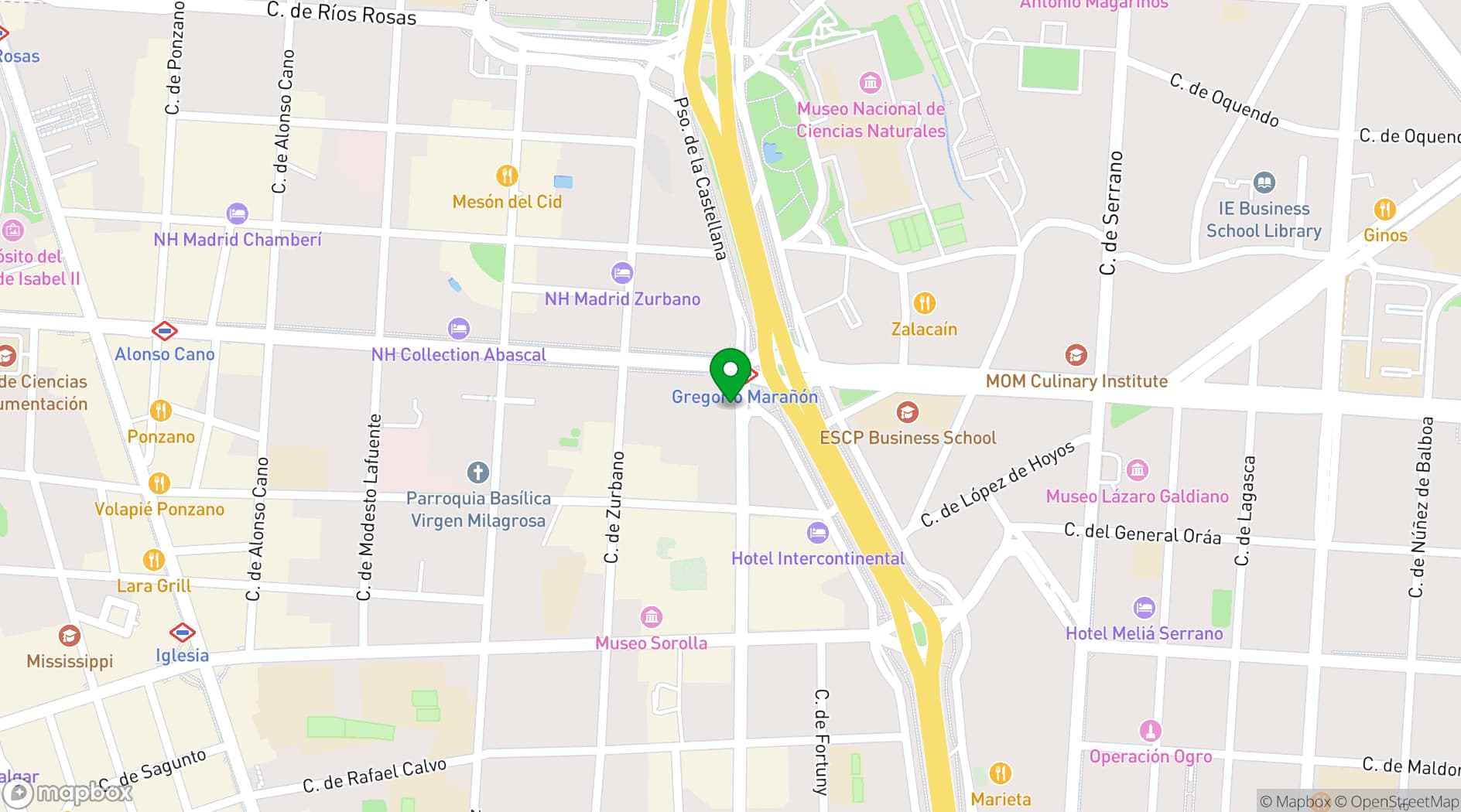 Map showing Hotel Miguel Angel
