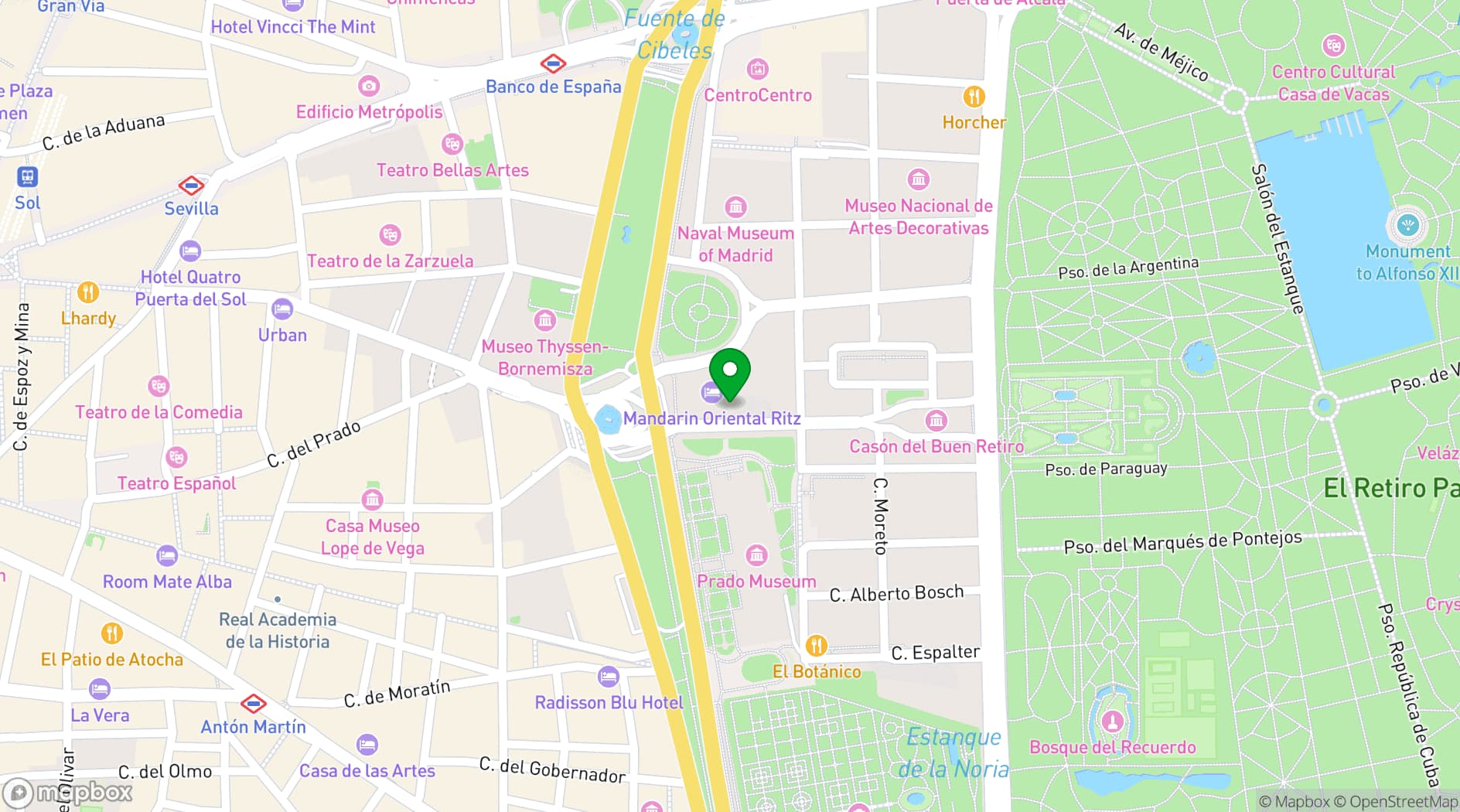 Map showing Mandarin Oriental Ritz, Madrid
