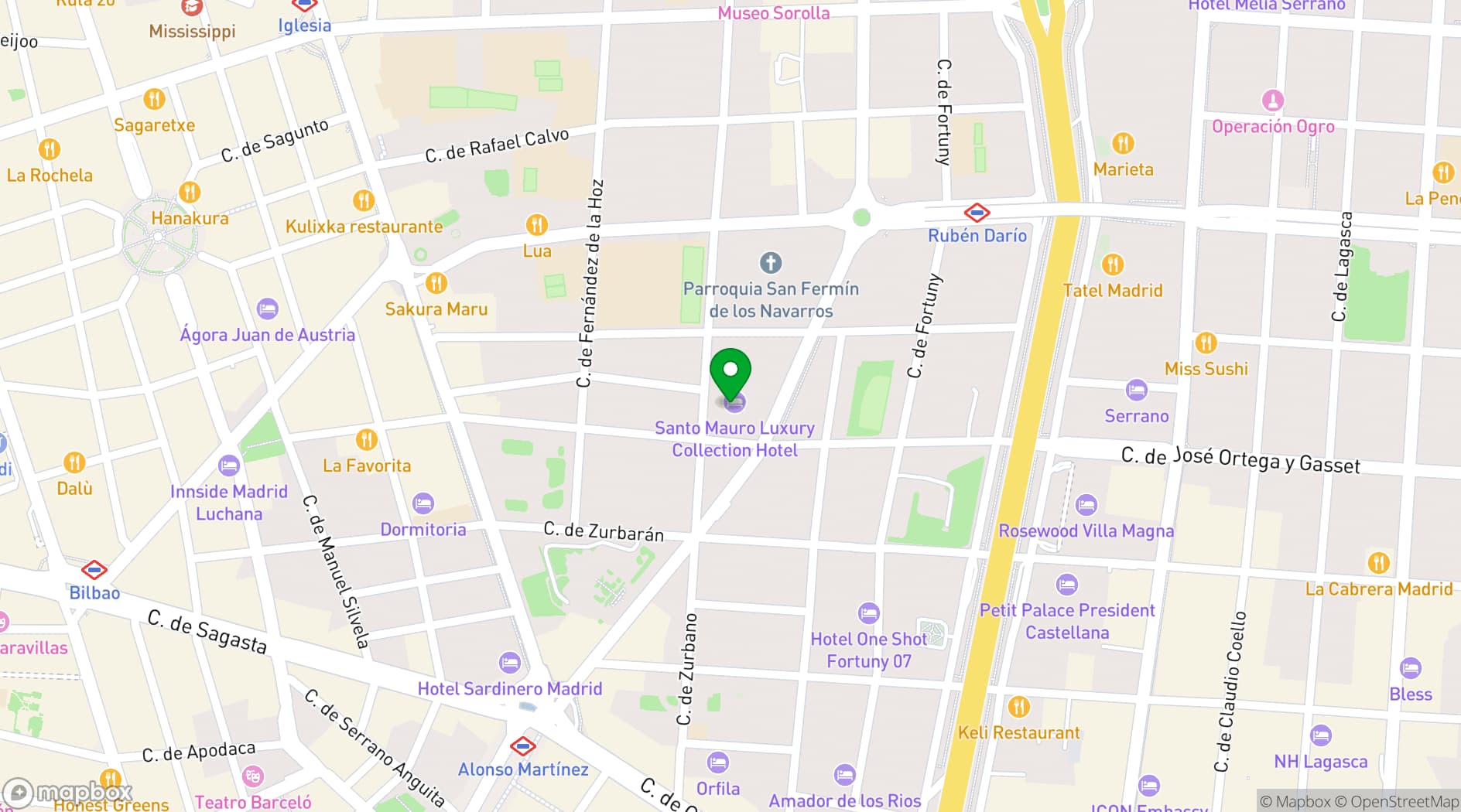 Map showing Hotel Santo Mauro (Madrid)