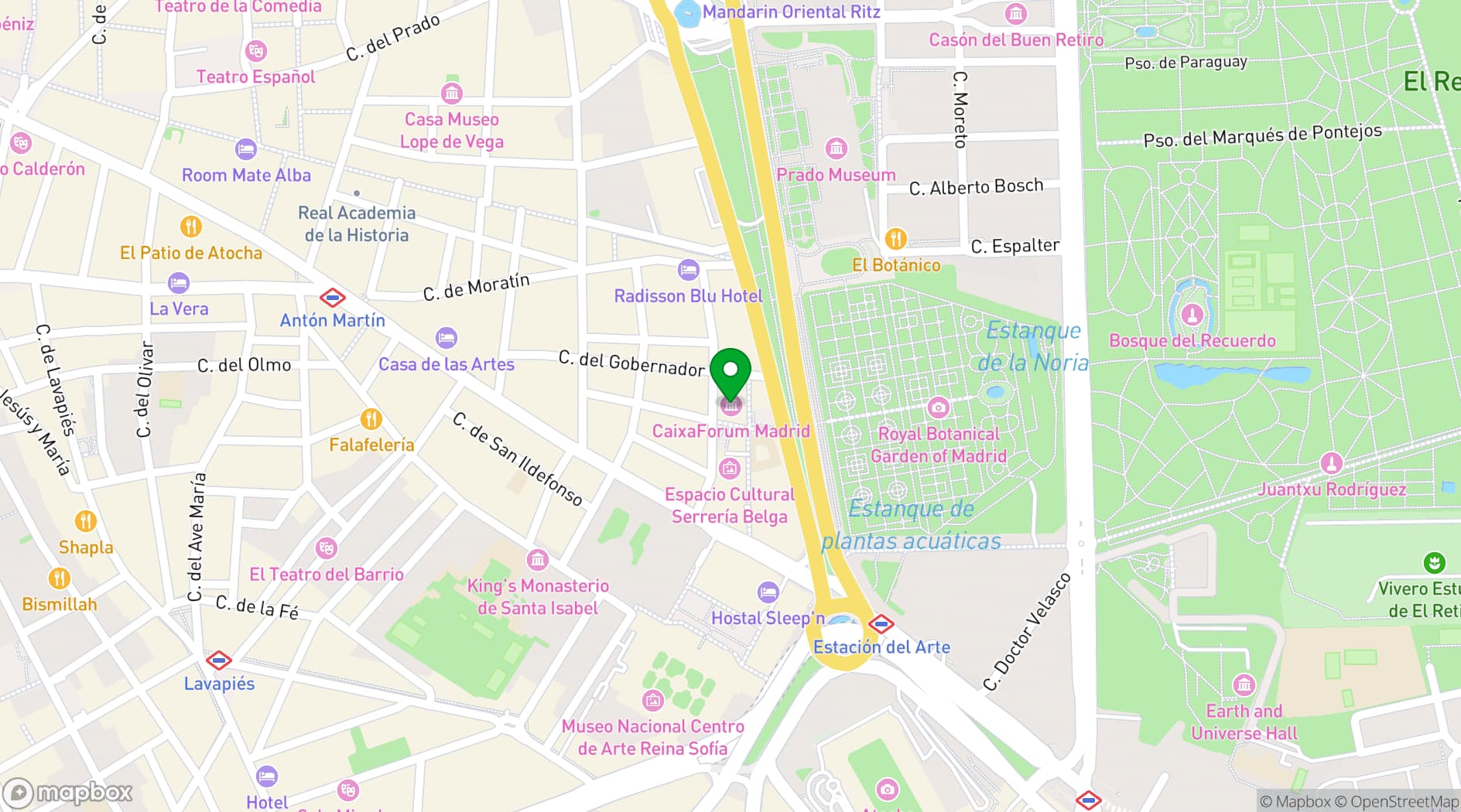 Map showing CaixaForum Madrid