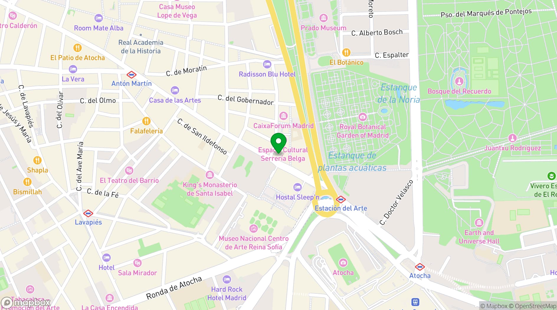 Map showing Hotel Paseo Del Arte miembro de Radisson Individuals (Madrid)