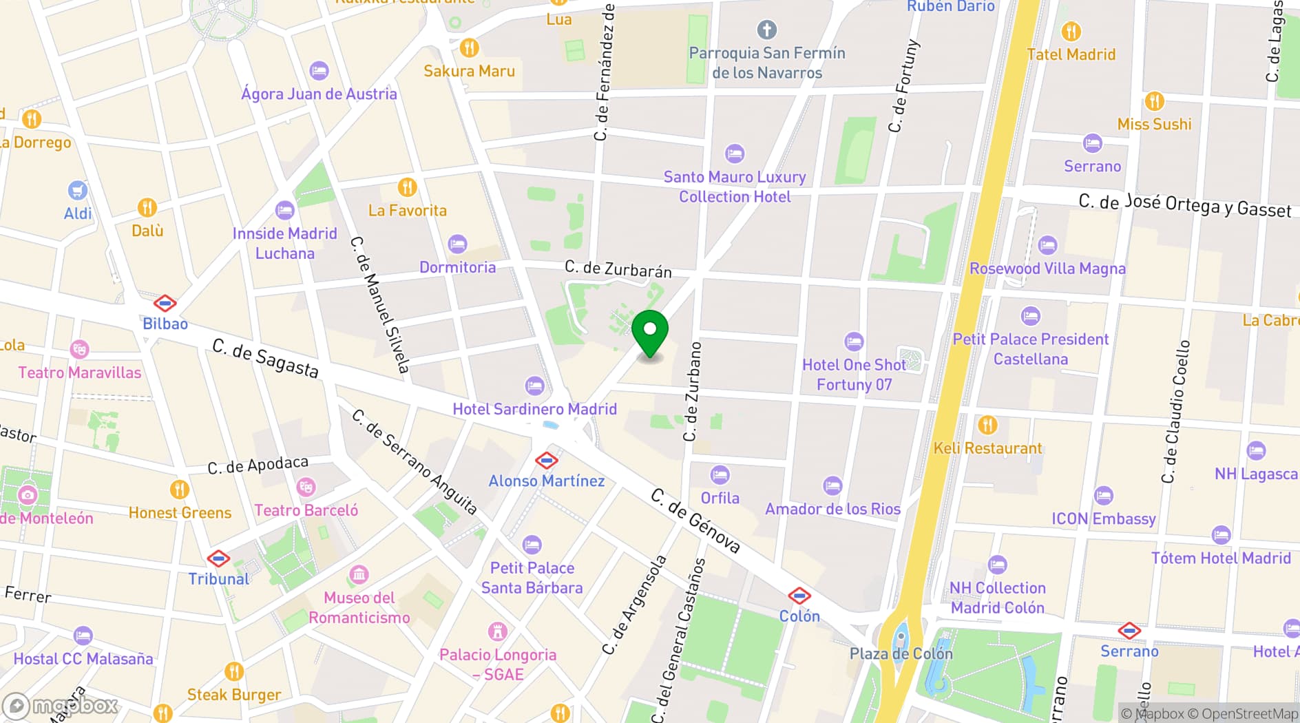 Map showing Boutique Urban Madrid Génova
