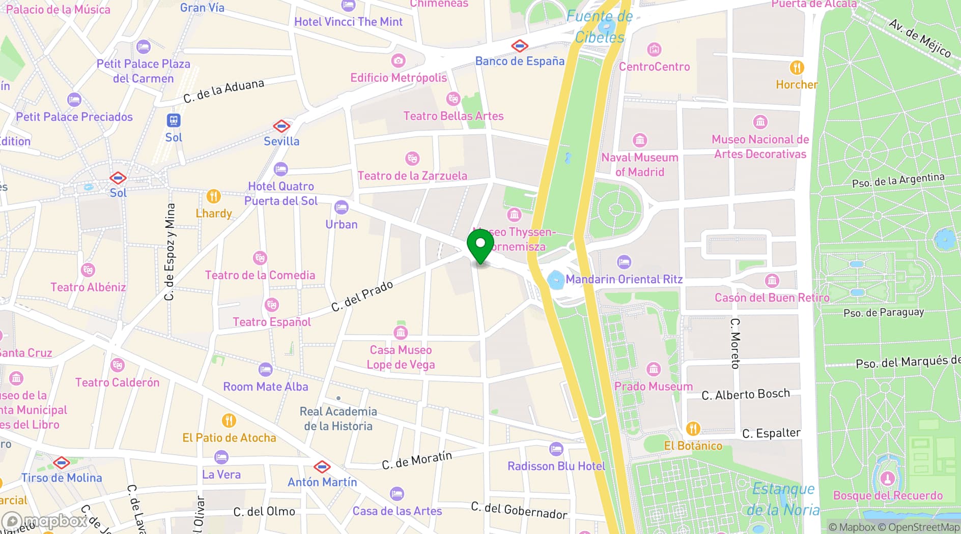 Map showing The Palace, a Luxury Collection Hotel