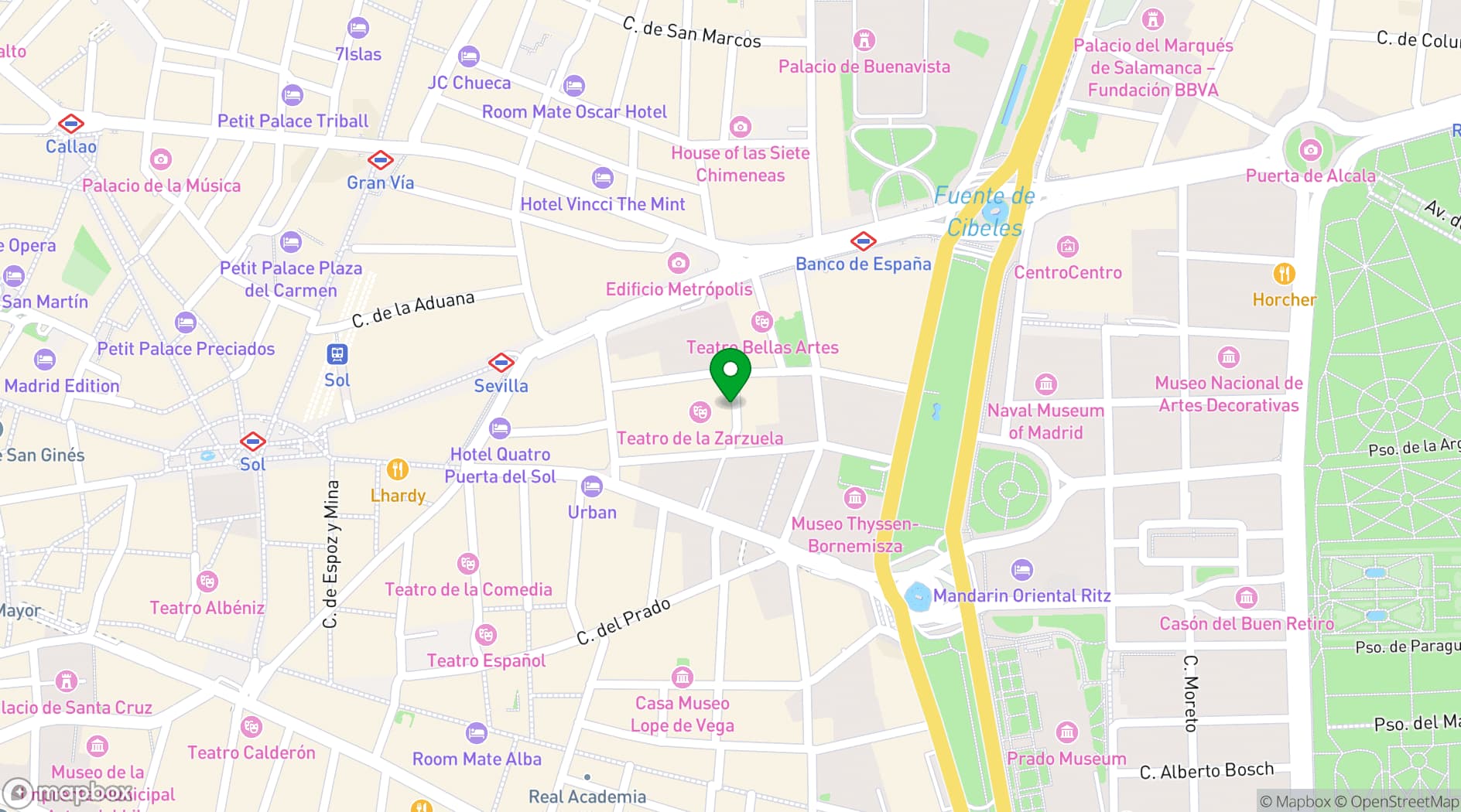 Map showing Teatro de la Zarzuela