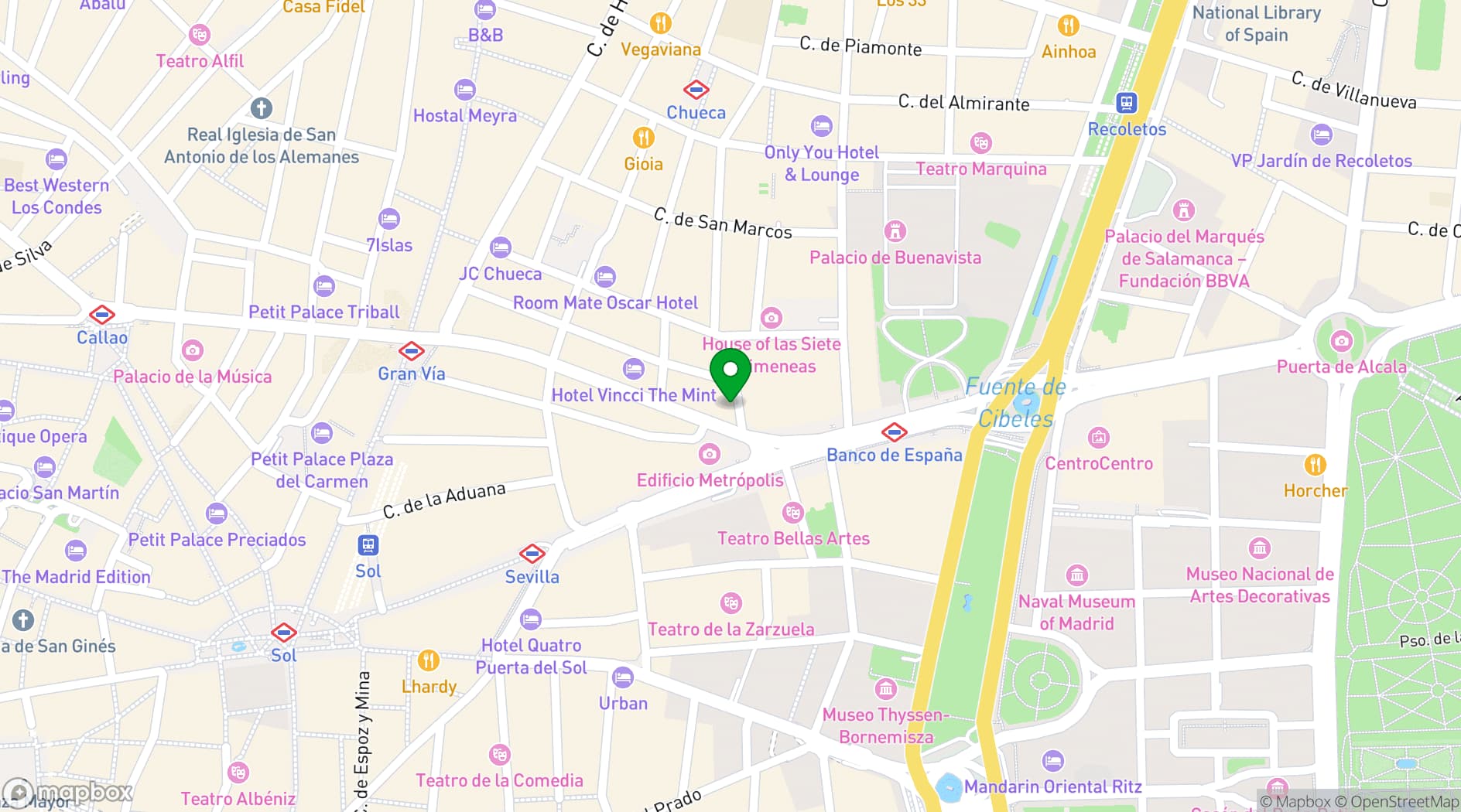 Map showing The Principal Madrid
