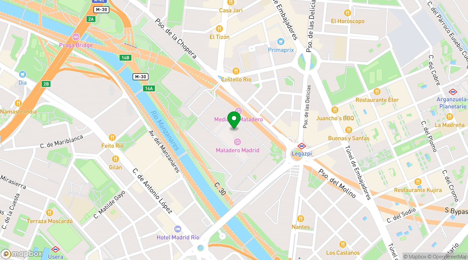 Map showing Matadero Madrid
