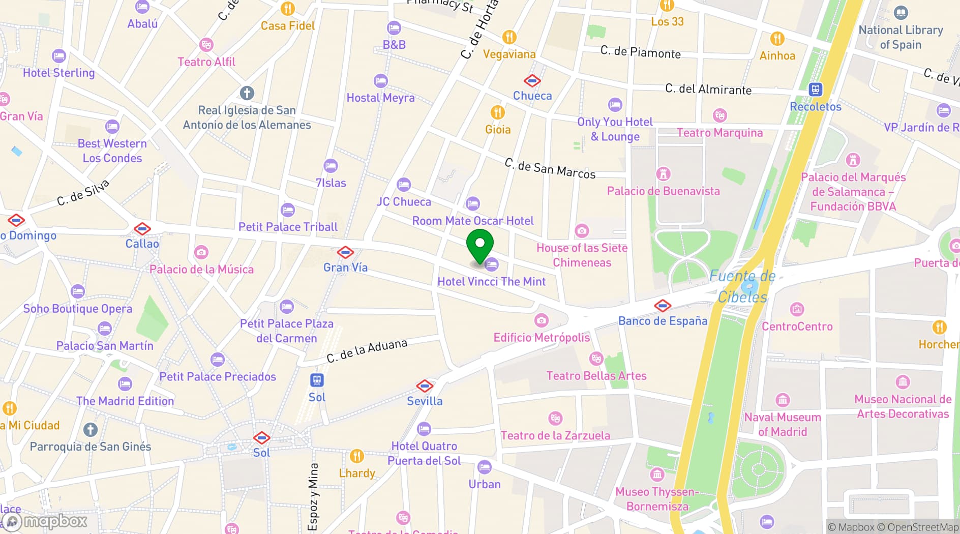 Map showing Mercado de la Reina