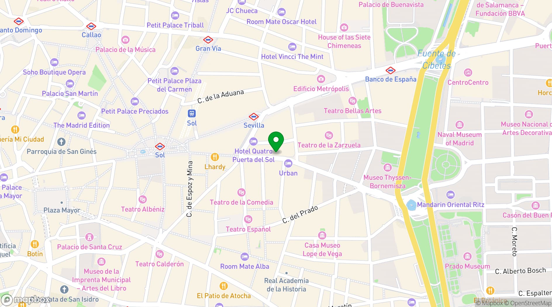 Map showing Spaces Las Cortes