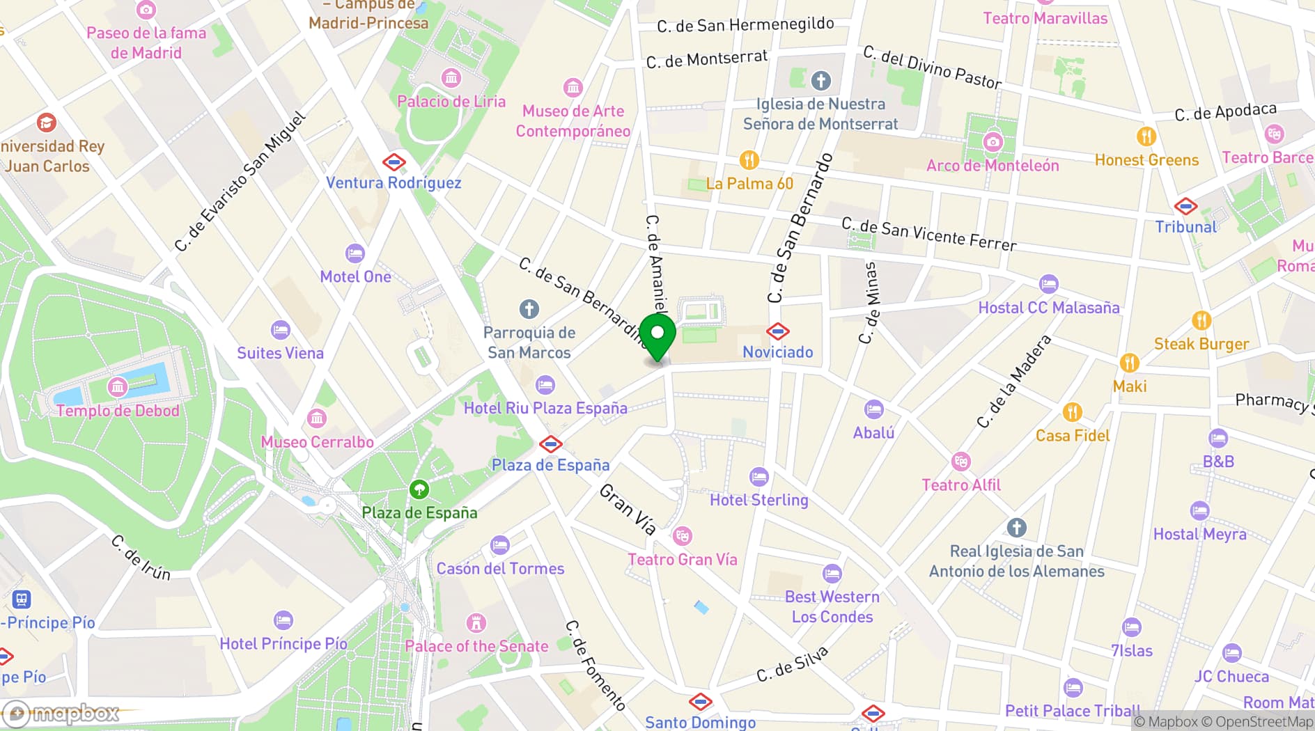 Map showing La Bodega de los Reyes
