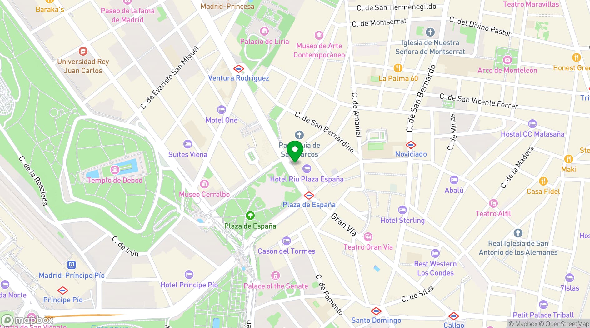 Map showing Hotel Riu Plaza España