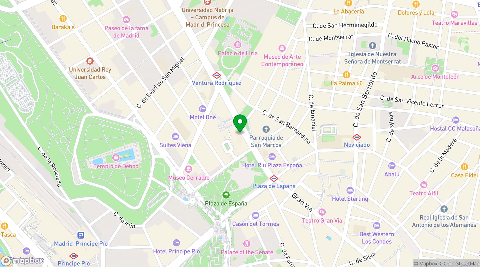 Map showing Teatro Fernán Gómez