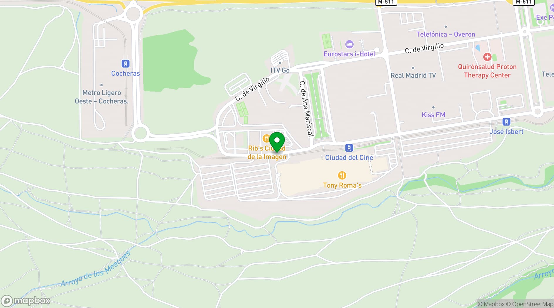 Map showing Kinepolis Ciudad de la Imagen