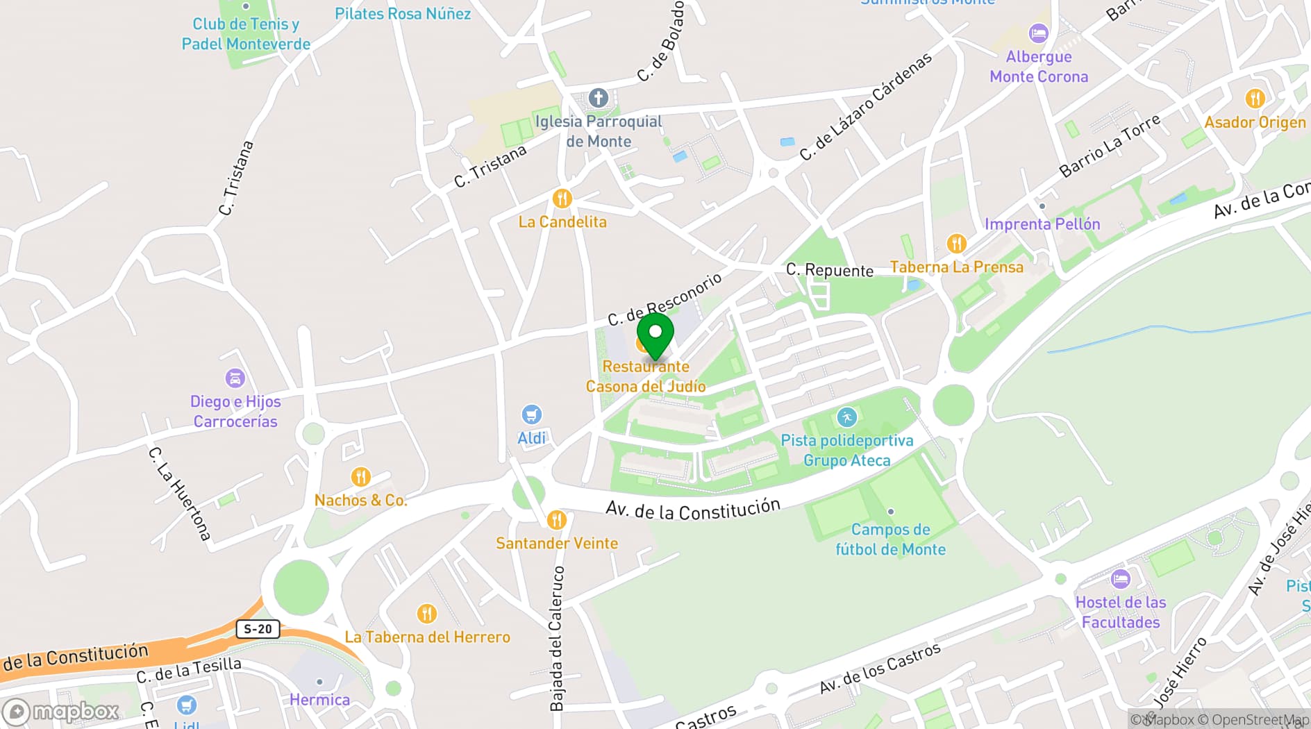 Map showing La Casona del Judío