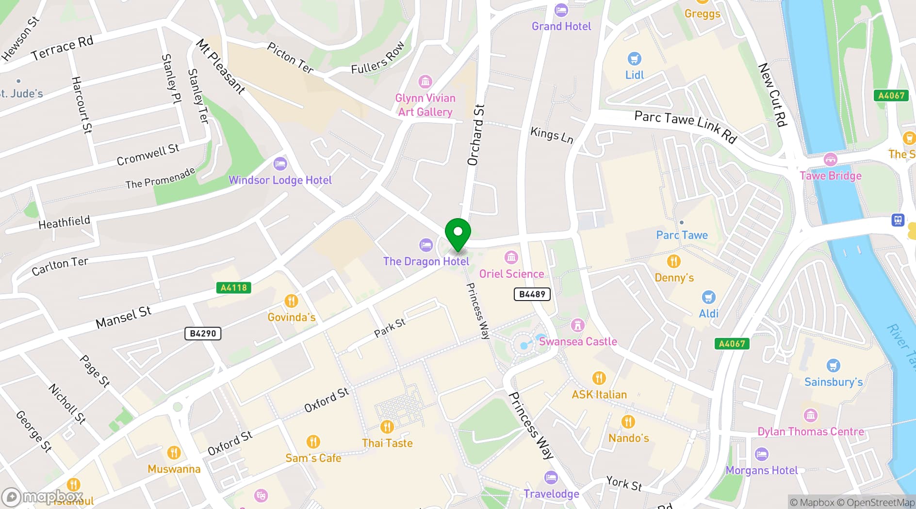 Map showing Swansea Indoor Market
