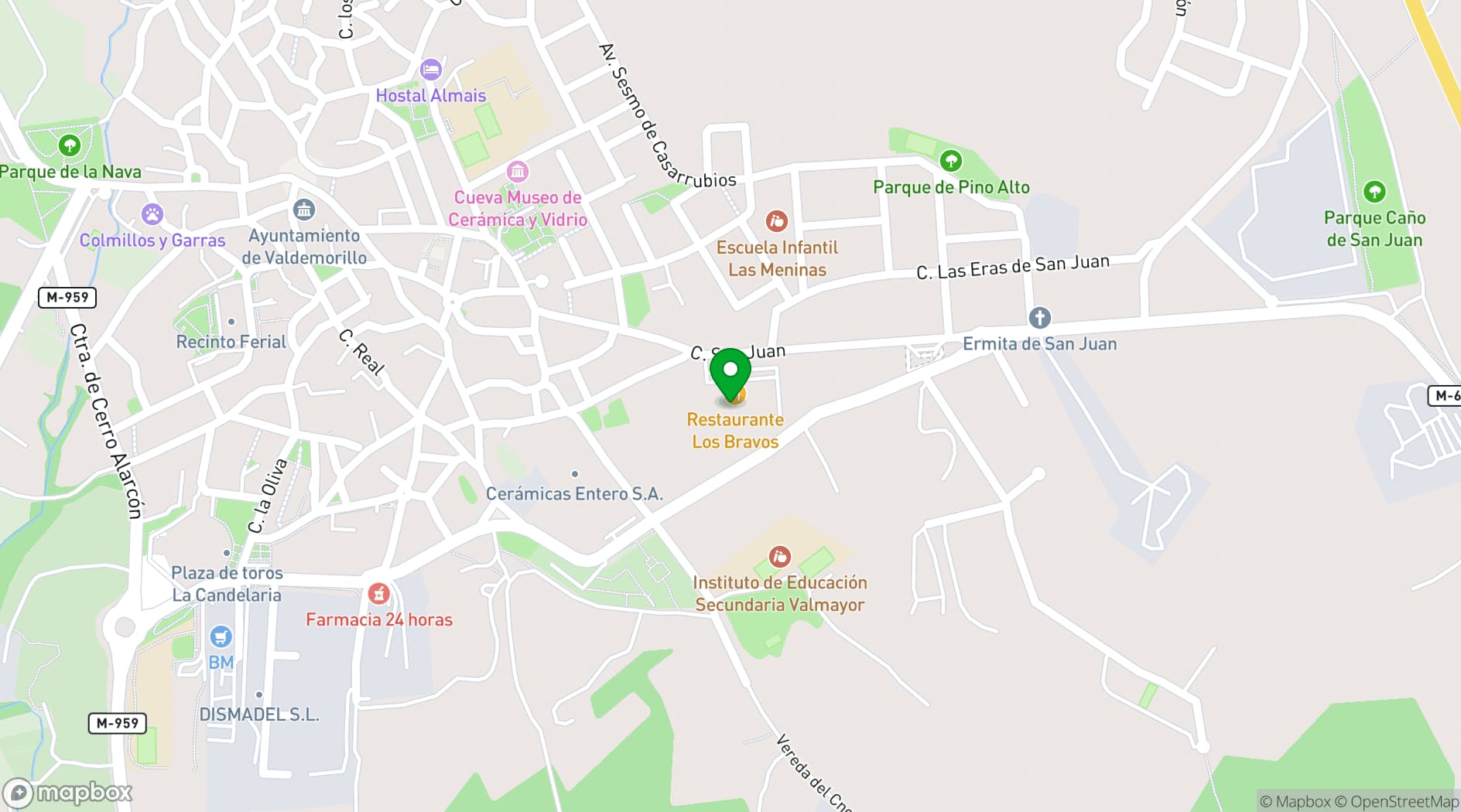 Map showing Fogón de la Casona