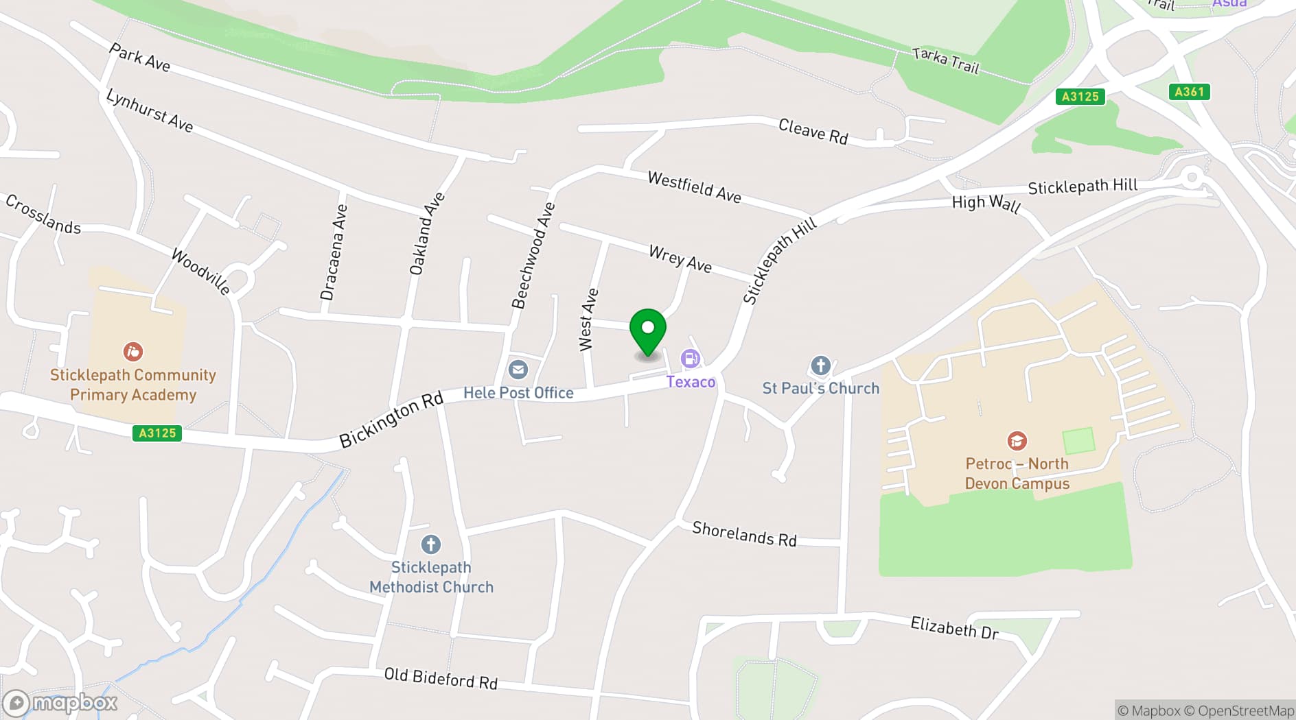 Map showing The Wrey Arms