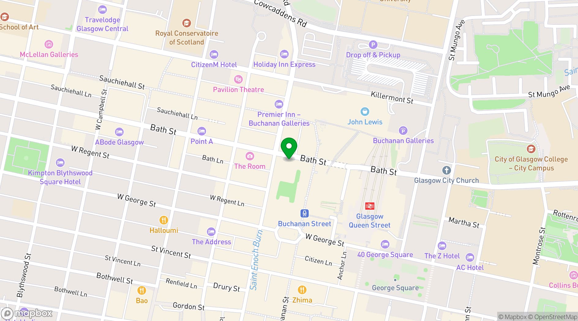 Map showing Jungle Rumble Glasgow