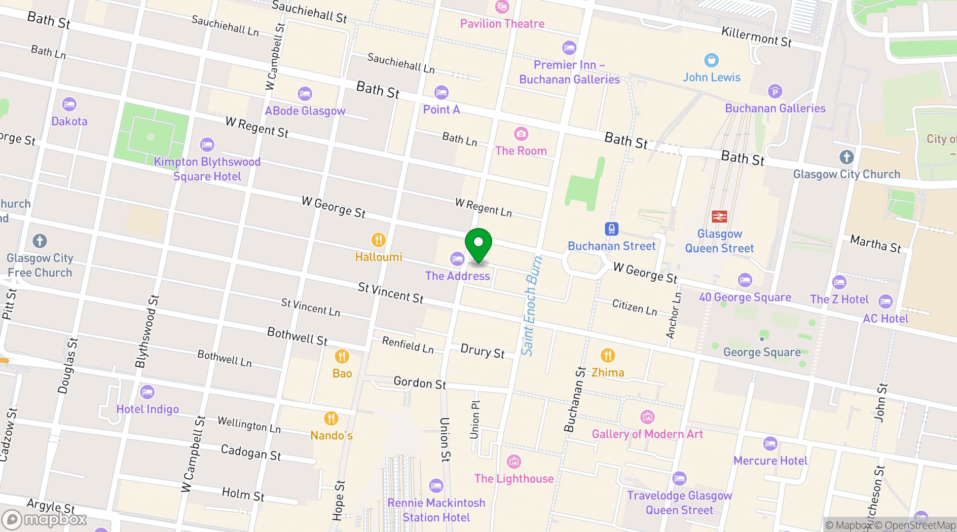 Map showing Revolucion de Cuba Glasgow 