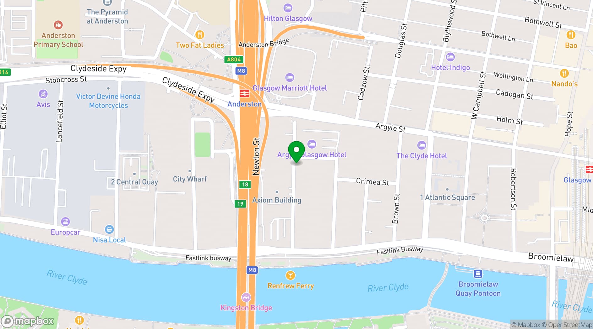 Map showing Glasgow Training Rooms