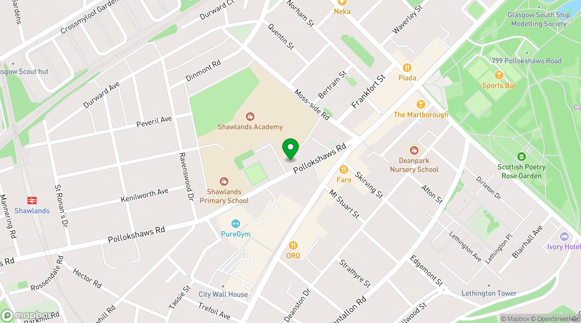 Map showing Destiny Church Glasgow