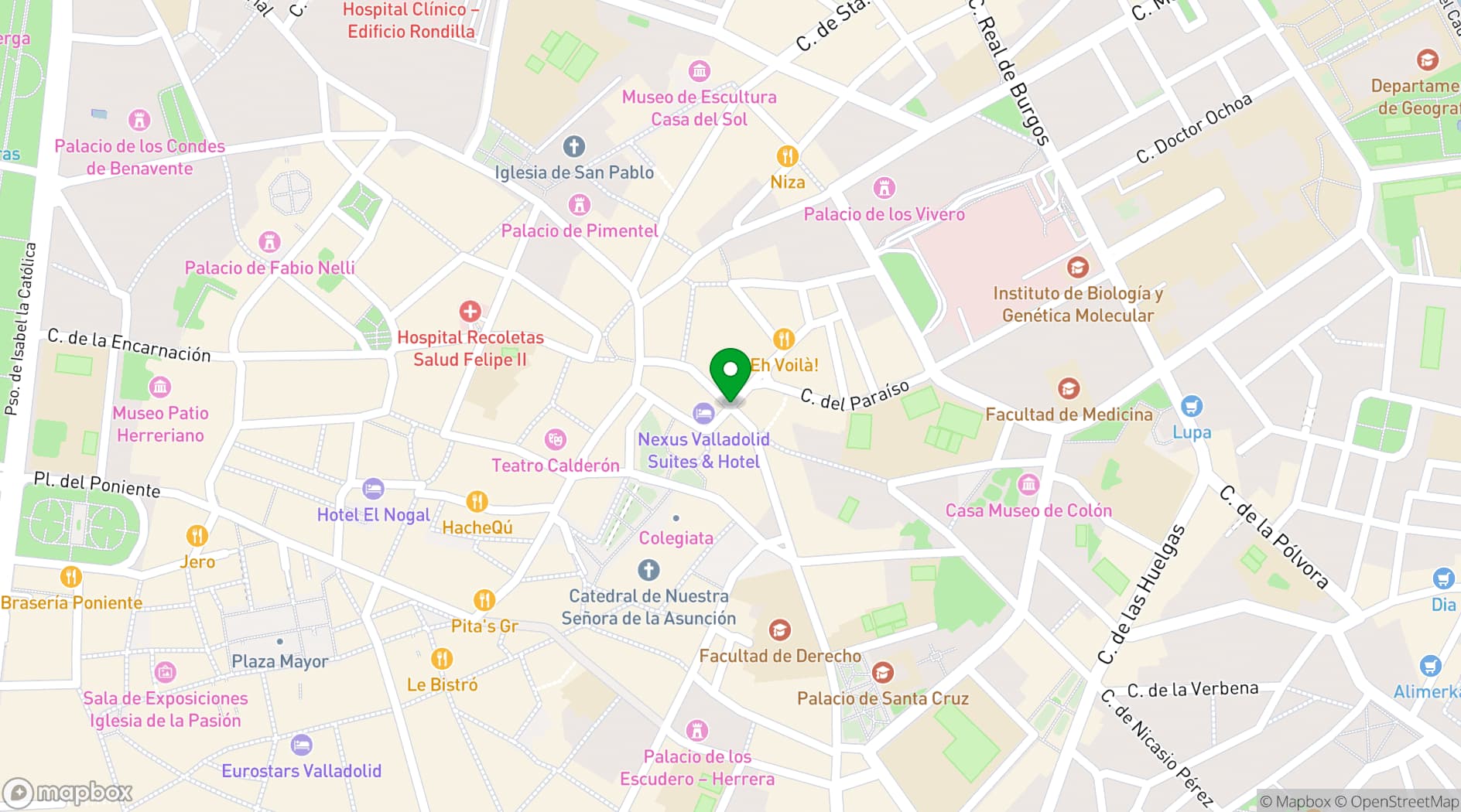 Map showing Teatro Calderón