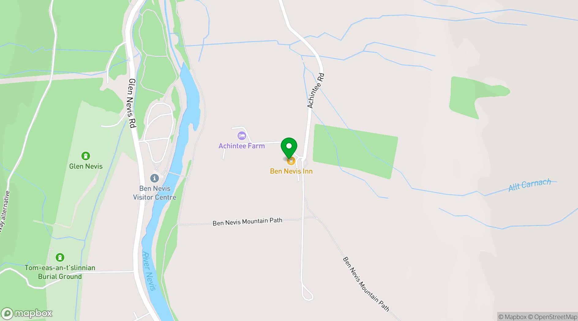 Map showing Ben Nevis Inn