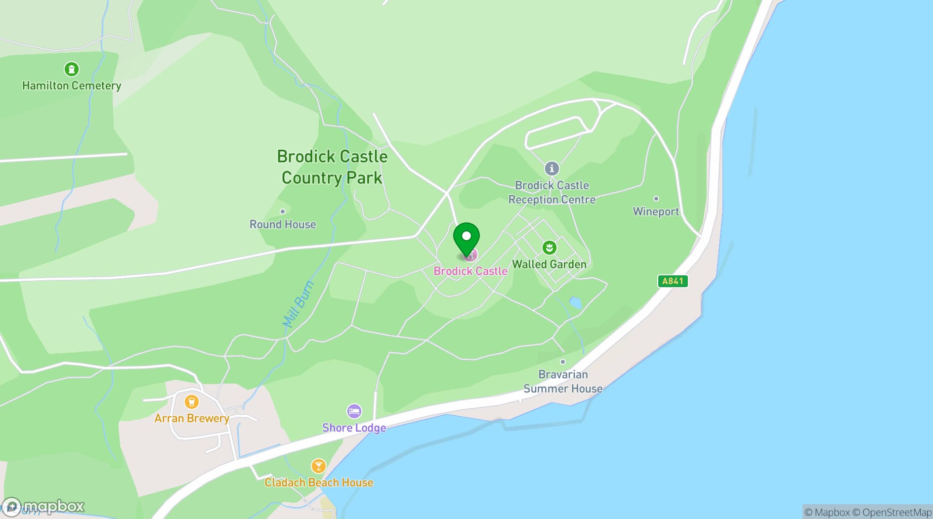 Map showing Brodick Castle
