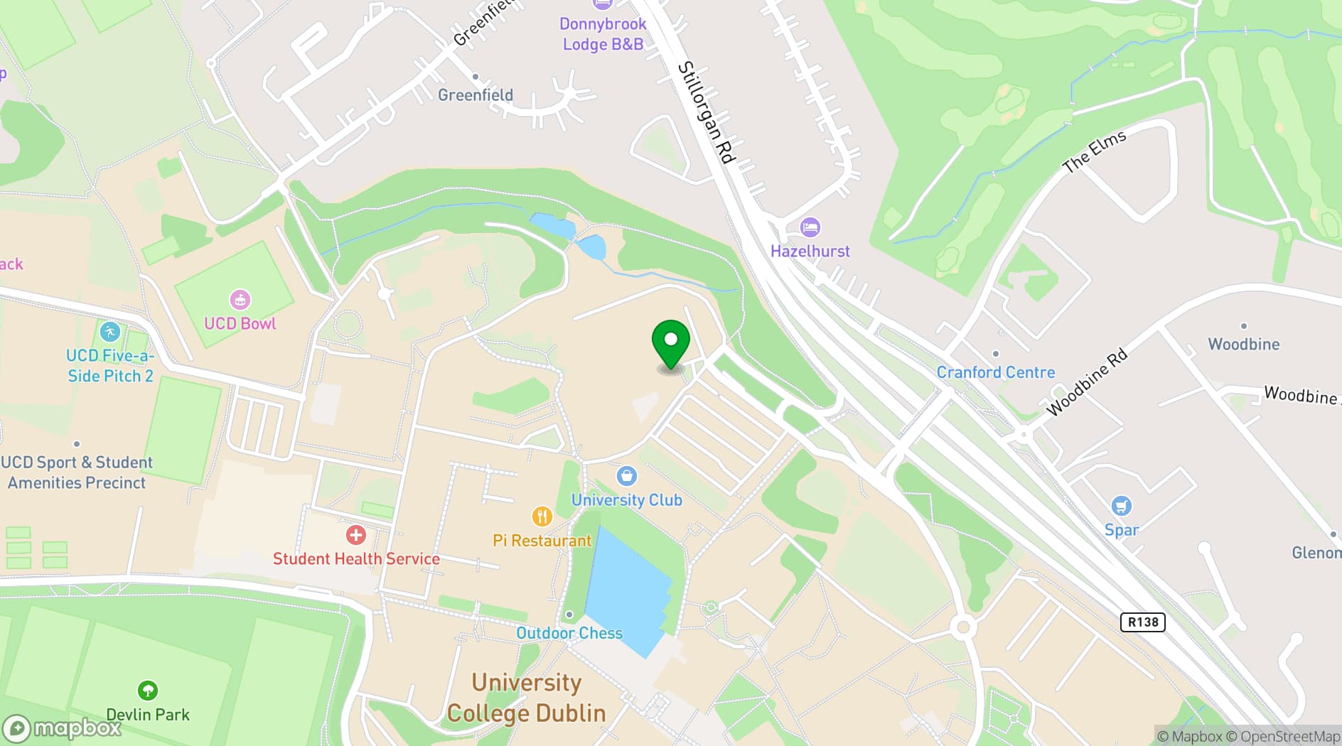Map showing University College Dublin