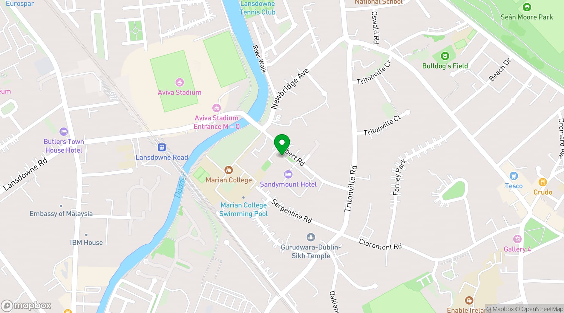 Map showing The Sandymount Hotel