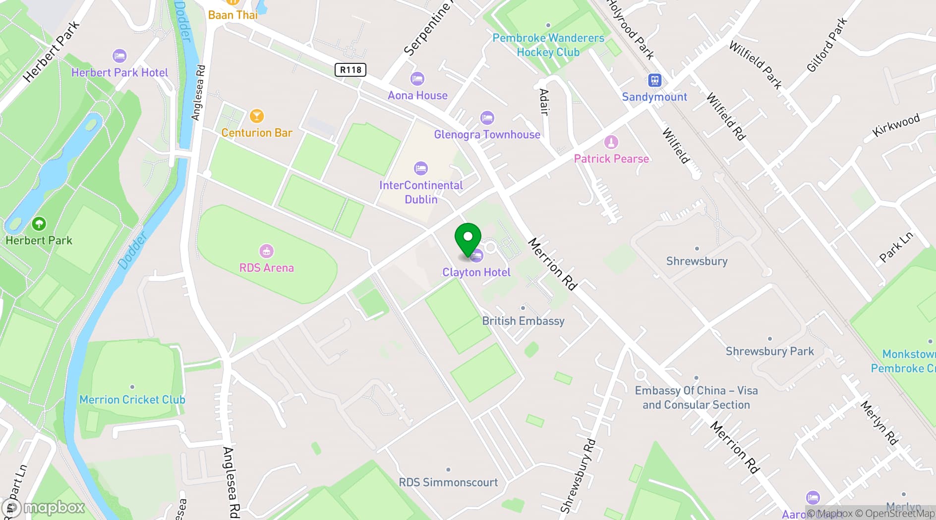 Map showing Thomas Prior Hall