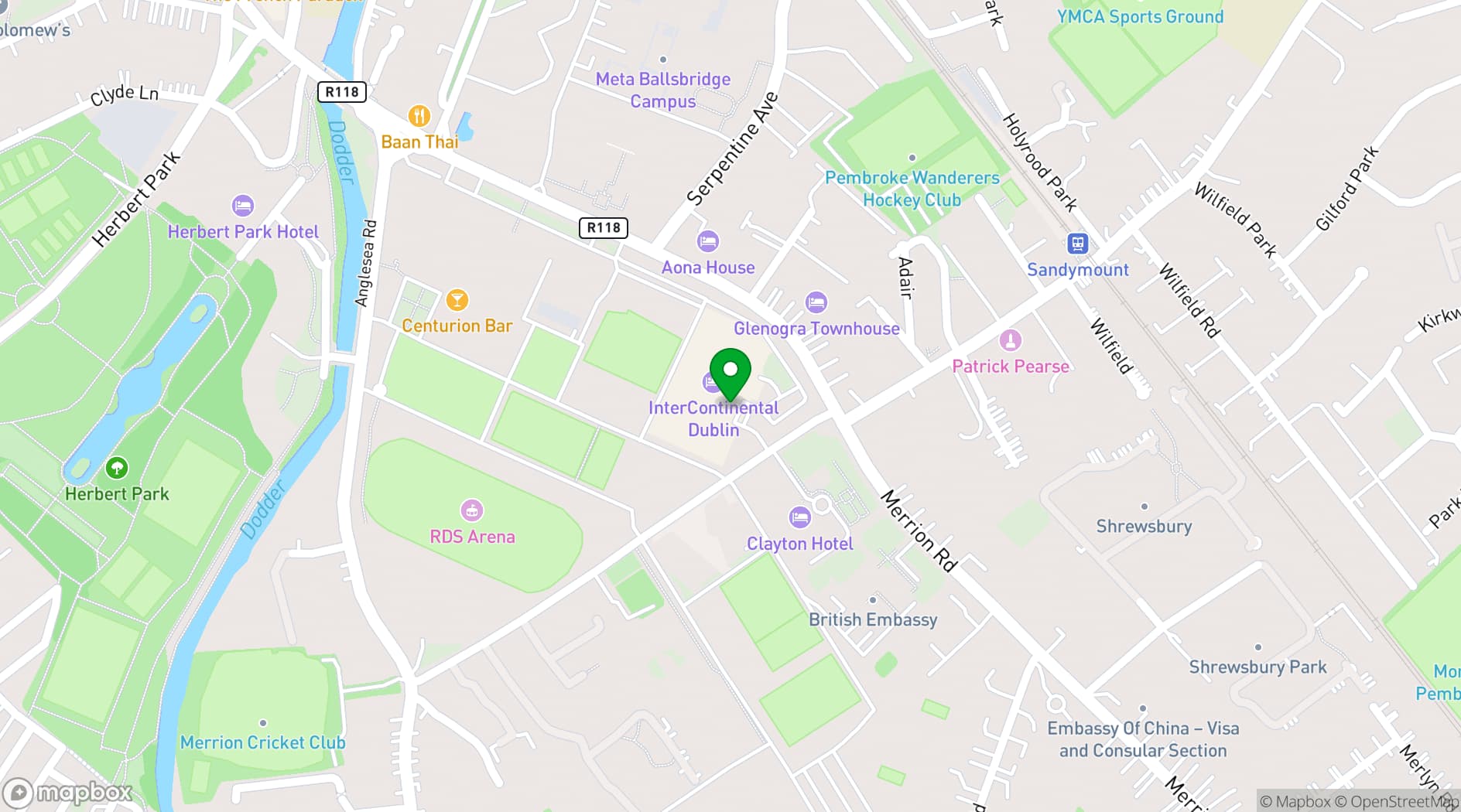 Map showing InterContinental Hotels Group