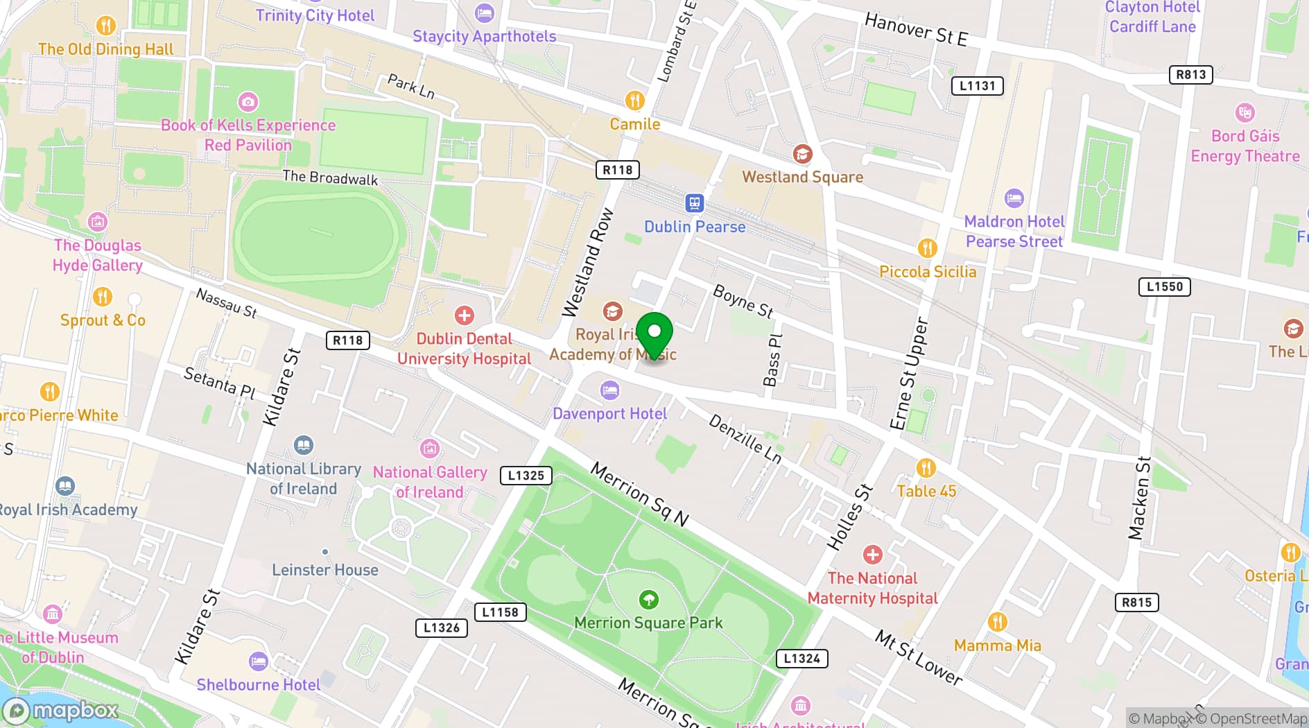 Map showing The Alex