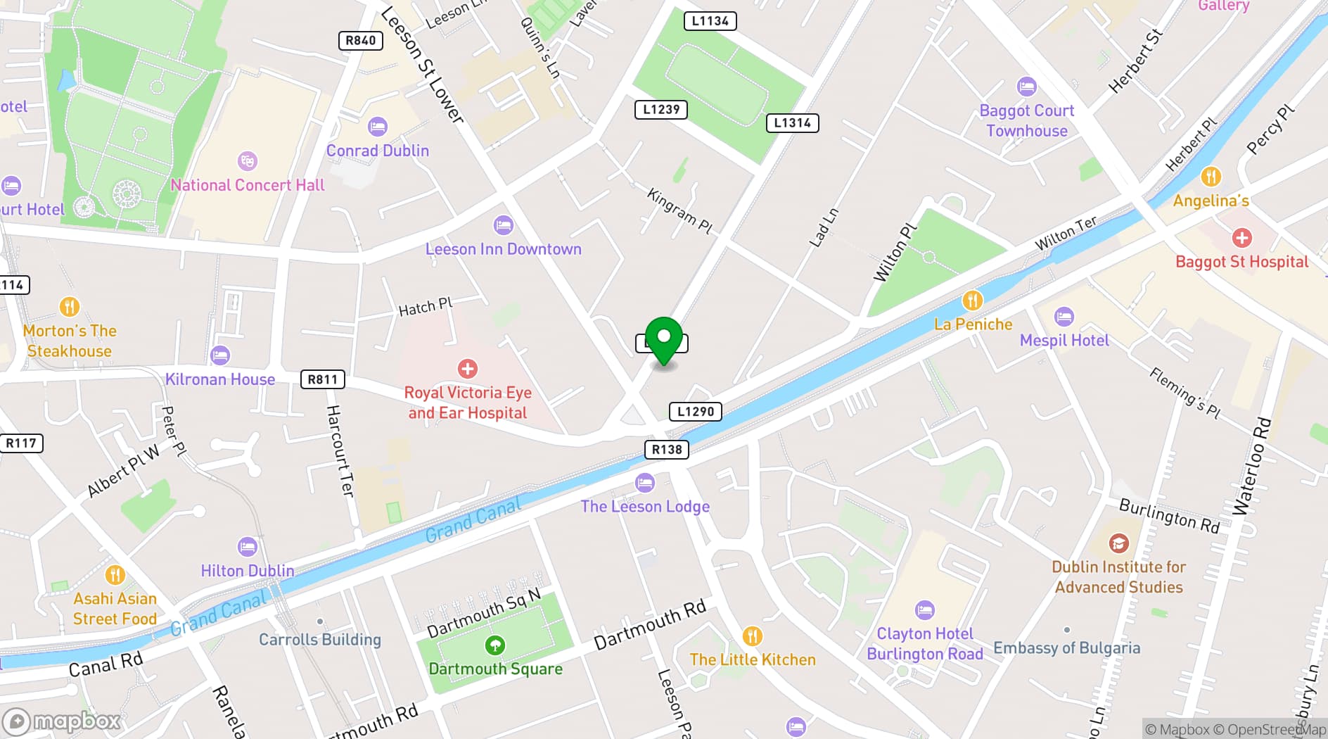 Map showing No. 25 Fitzwilliam Place