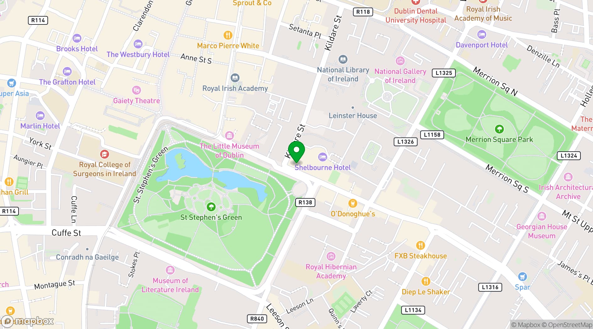 Map showing The Shelbourne