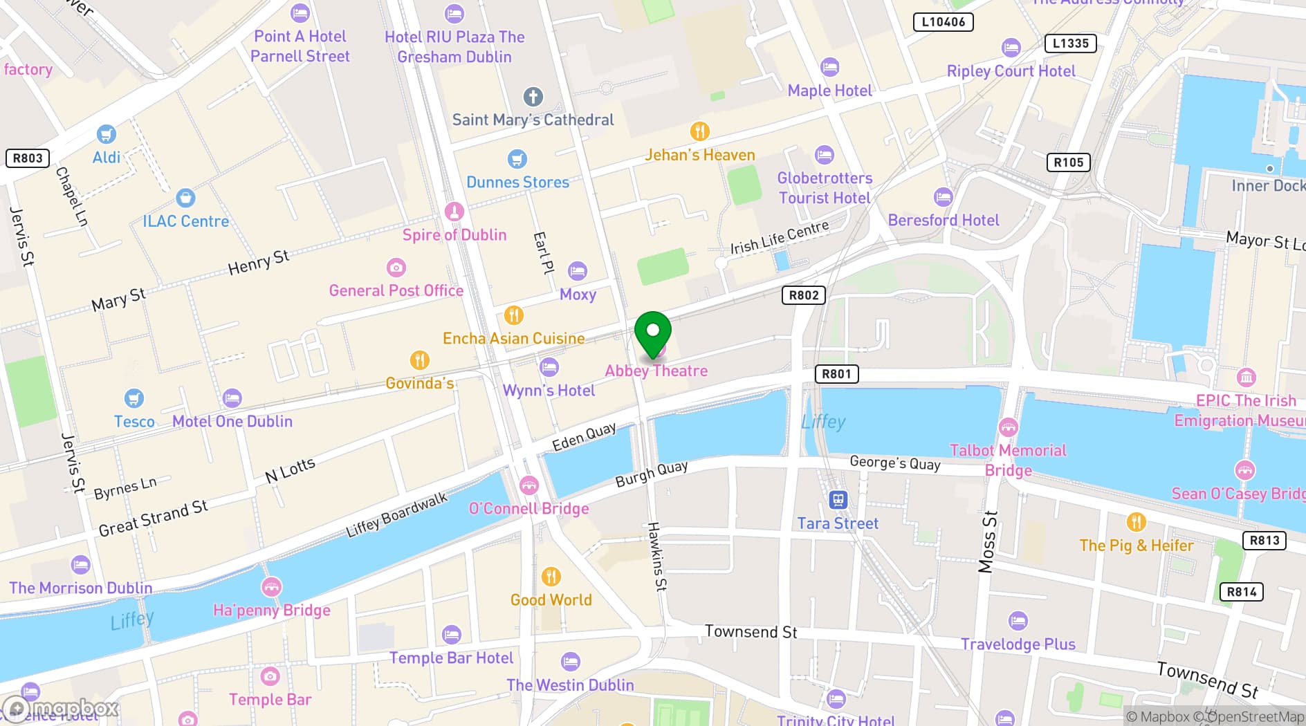 Map showing Abbey Theatre